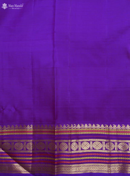 Mild Peach - Purple Kanchipuram Silk Saree