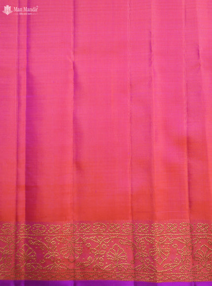 Cream - Pinkish Orange Kanchipuram Silk Saree
