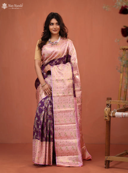 Wine Shade - Light Pink Kanchipuram Silk Saree