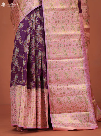 Wine Shade - Light Pink Kanchipuram Silk Saree