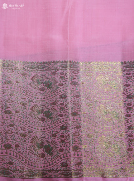 Wine Shade - Light Pink Kanchipuram Silk Saree