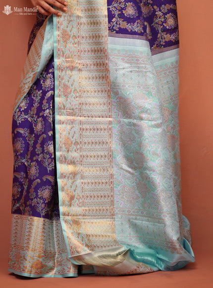 Violet - Light Blue Kanchipuram Silk Saree