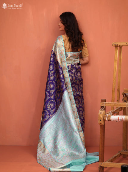 Violet - Light Blue Kanchipuram Silk Saree
