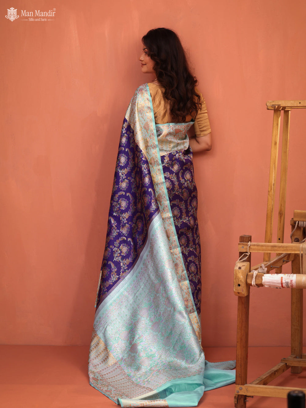 Violet - Light Blue Kanchipuram Silk Saree