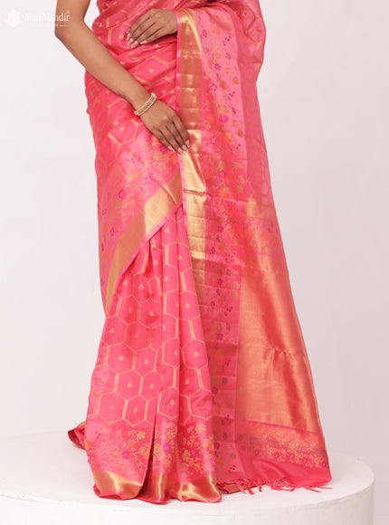 Peach Pink Kanchipuram Silk Saree