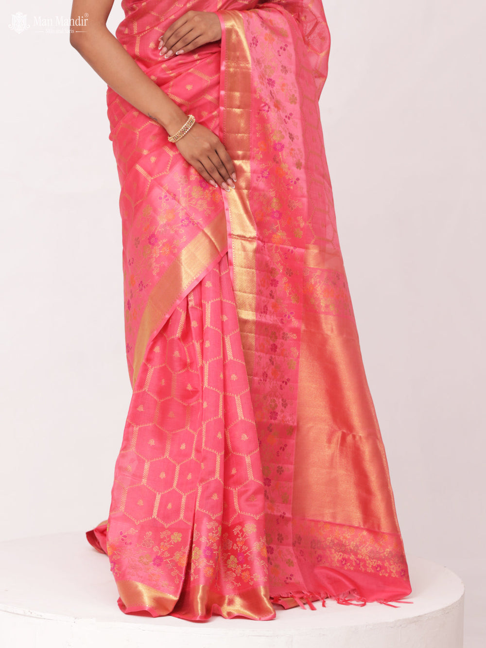 Peach Pink Kanchipuram Silk Saree