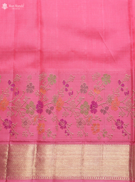 Peach Pink Kanchipuram Silk Saree