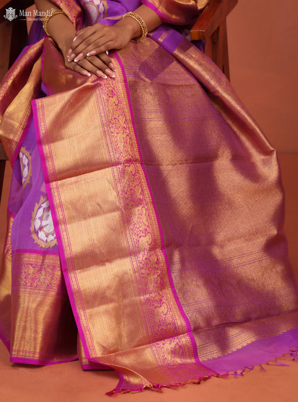 Lavender - Pink Kanchipuram Kora Silk Saree