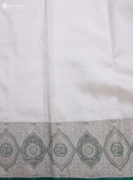 Cream - Green Kanchipuram Silk Saree