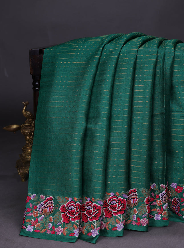 Green Tussar Silk Saree