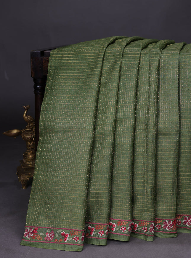 Megendi Green Tussar Silk Saree