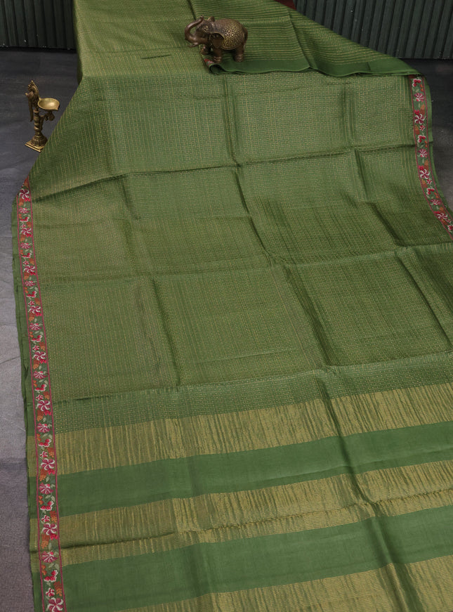 Megendi Green Tussar Silk Saree