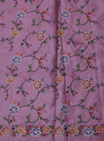 Mauve Pink Tussar Silk Saree