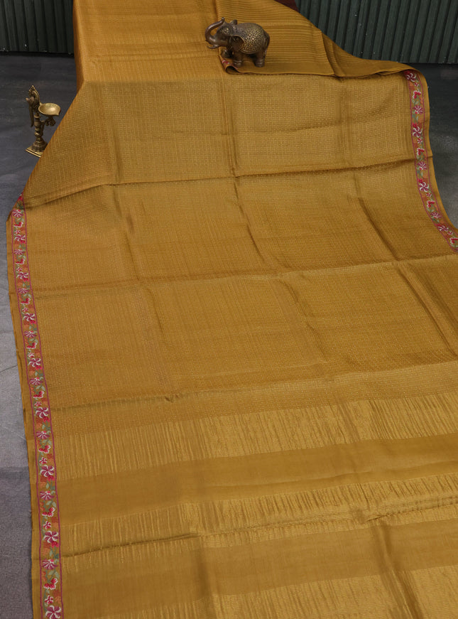 Mustard Yellow Tussar Silk Saree
