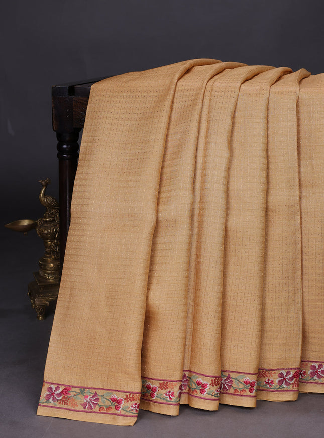 Yellow Tussar Silk Saree