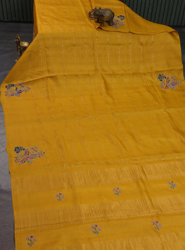 Yellow Tussar Silk Saree