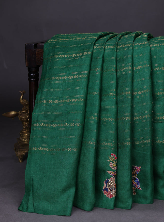 Green Tussar Silk Saree