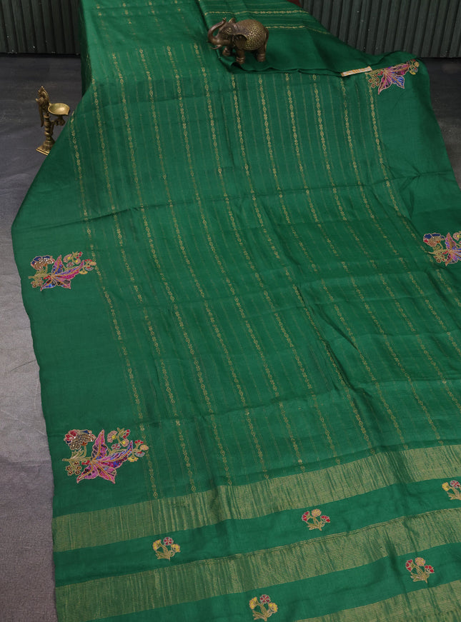 Green Tussar Silk Saree