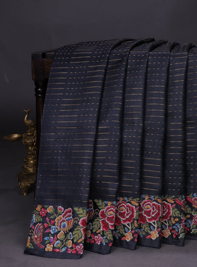 Black Tussar Silk Saree