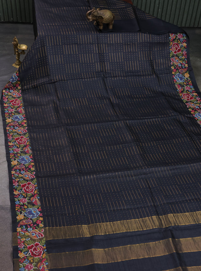 Black Tussar Silk Saree