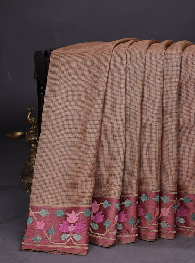 Sandal Tussar Silk Saree