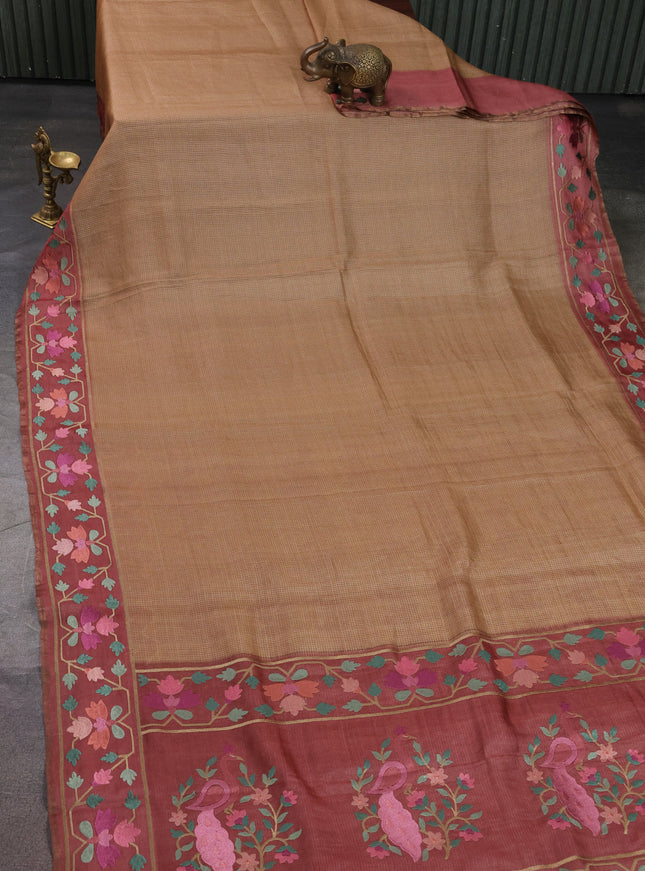Sandal Tussar Silk Saree