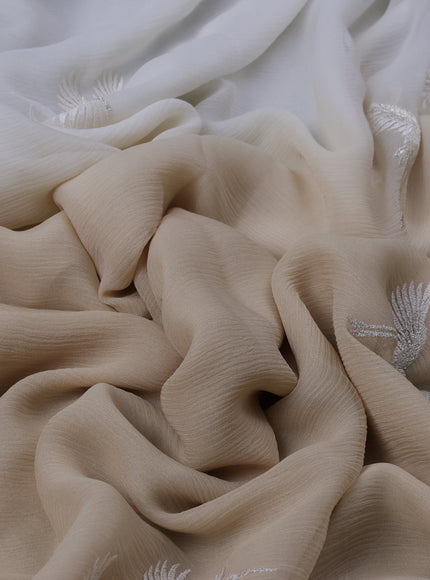 Beige And Off White Chiffon Saree Parsi Embroidery