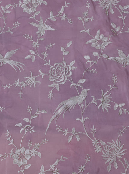 Cream Chiffon Saree Parsi Embroidery