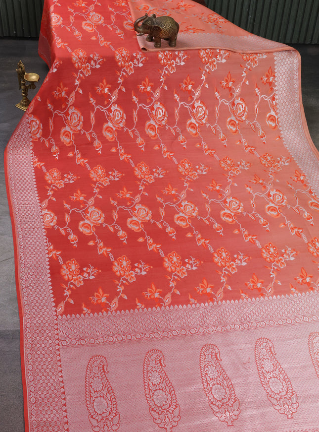 Rust Banarasi Khaddi Tussar Saree