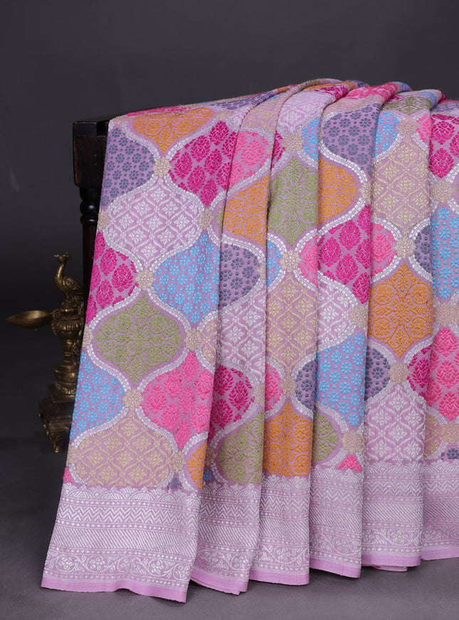 Lilac Banarasi Khaddi Tussar Saree