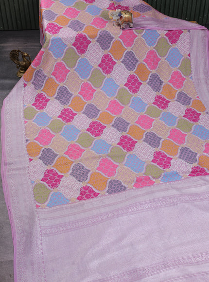 Lilac Banarasi Khaddi Tussar Saree