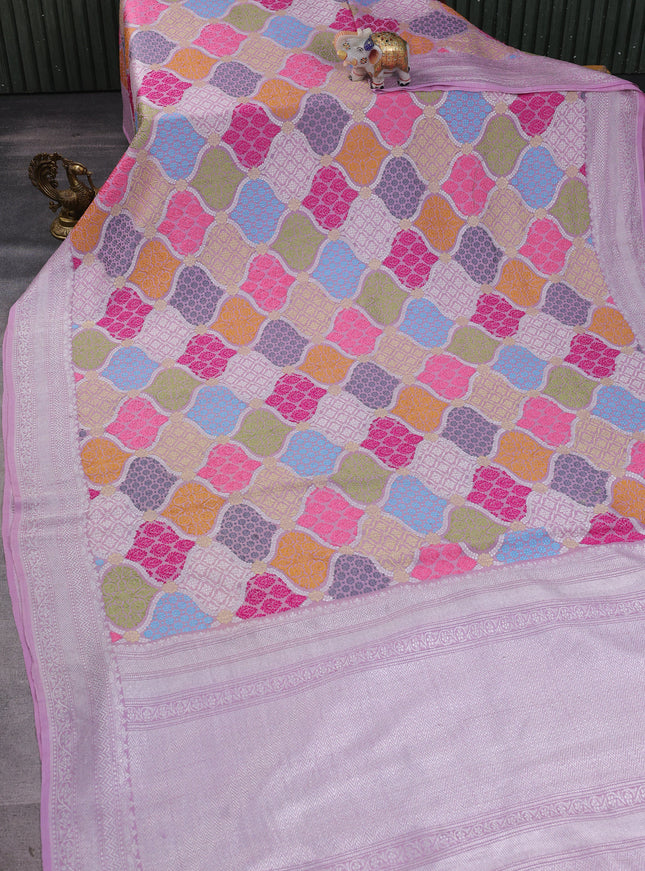 Lilac Banarasi Khaddi Tussar Saree