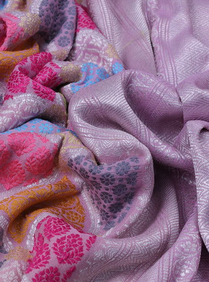 Lilac Banarasi Khaddi Tussar Saree