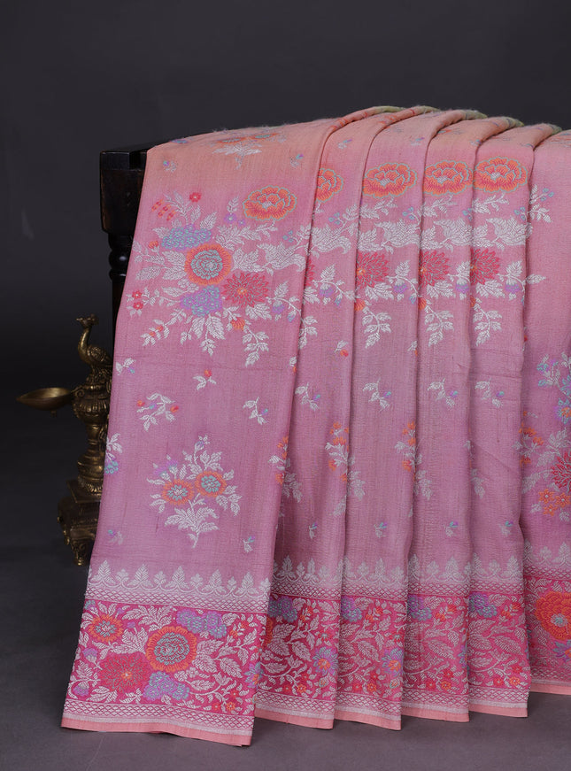 Multi Colour Banarasi Khaddi Tussar Saree