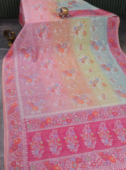 Multi Colour Banarasi Khaddi Tussar Saree