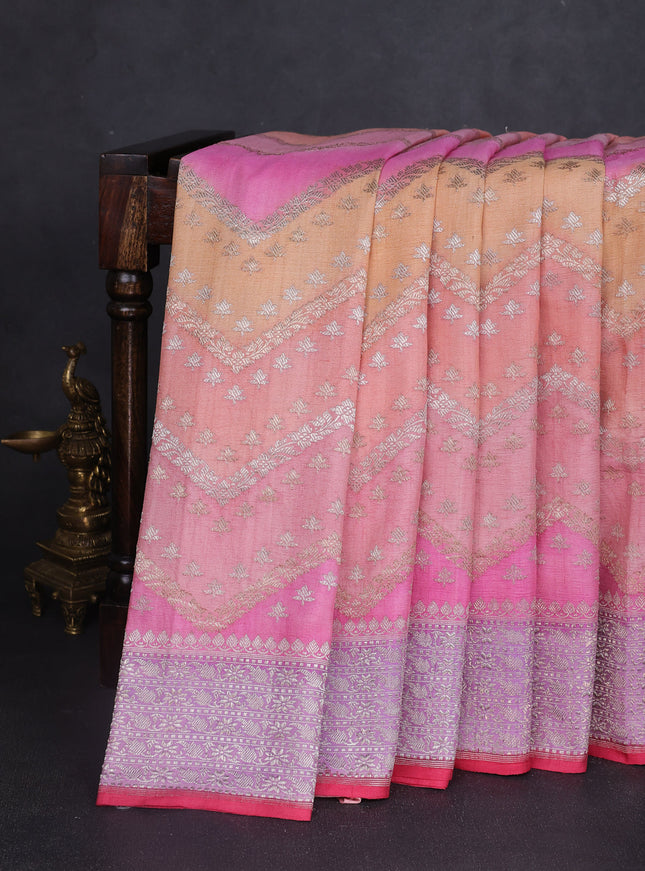 Multi Colour Banarasi Khaddi Tussar Saree