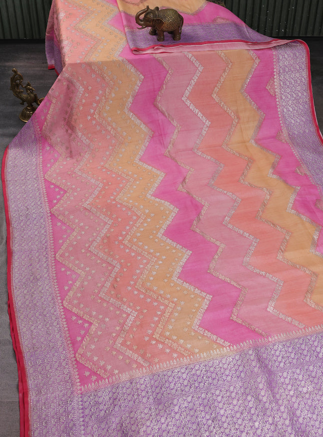 Multi Colour Banarasi Khaddi Tussar Saree