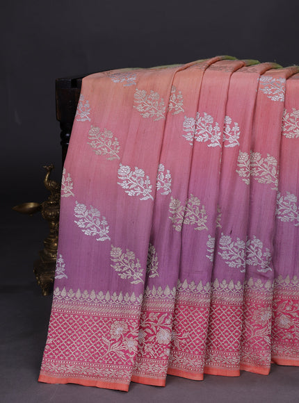 Multi Colour Banarasi Khaddi Tussar Saree