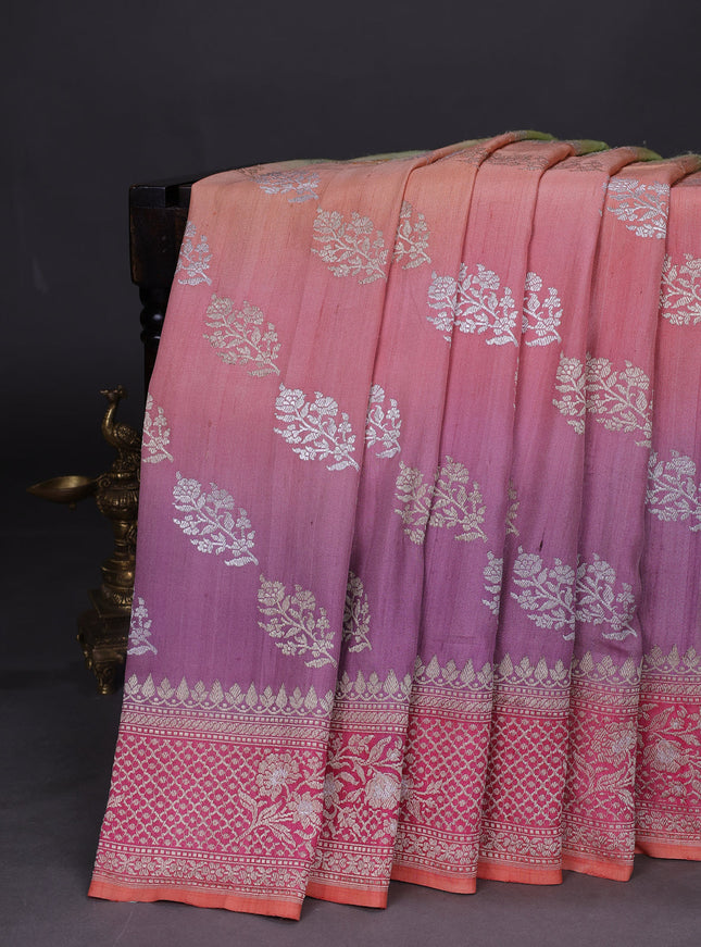 Multi Colour Banarasi Khaddi Tussar Saree