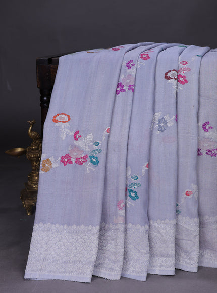 Grey Banarasi Khaddi Tussar Saree