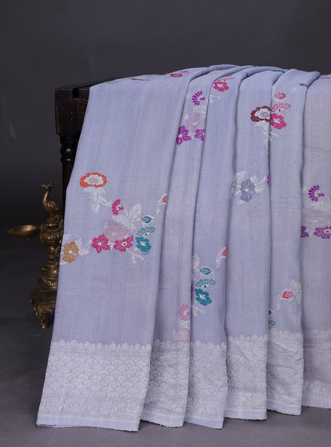 Grey Banarasi Khaddi Tussar Saree