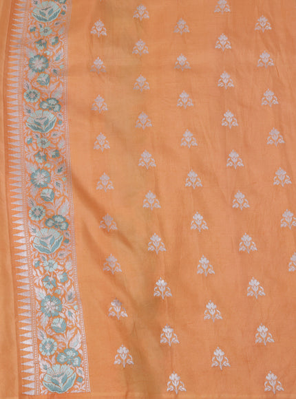 Lime Green And Light Green Banarasi Khaddi Tussar Saree