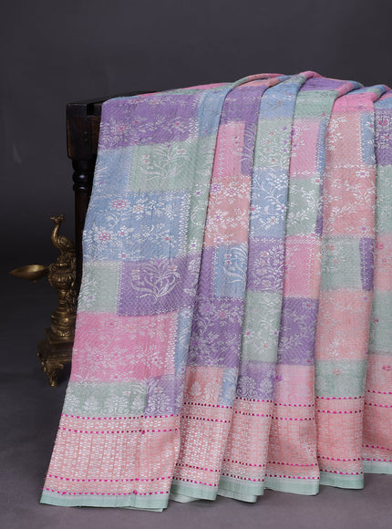 Multi Colour Banarasi Khaddi Tussar Saree