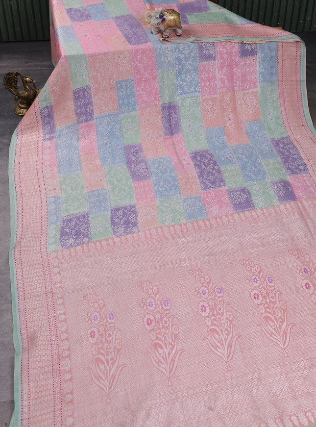 Multi Colour Banarasi Khaddi Tussar Saree