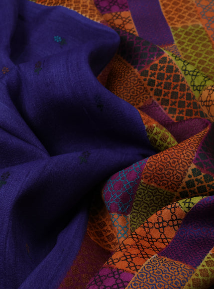 Navy Blue Yellow Banarasi Khaddi Tussar Saree