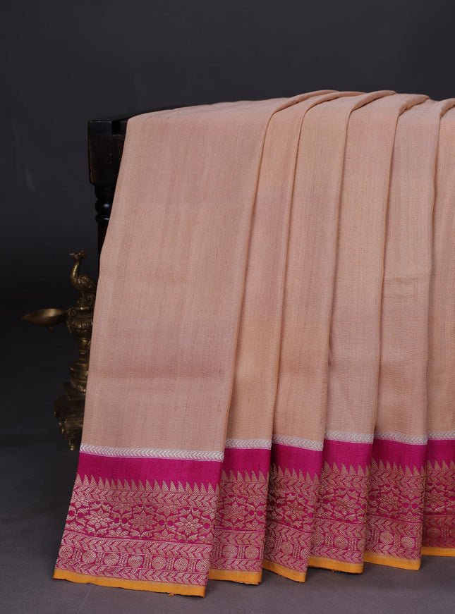 Sandal-Rani Pink Banarasi Khaddi Tussar Saree