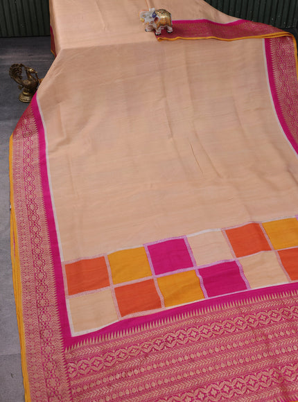 Sandal-Rani Pink Banarasi Khaddi Tussar Saree