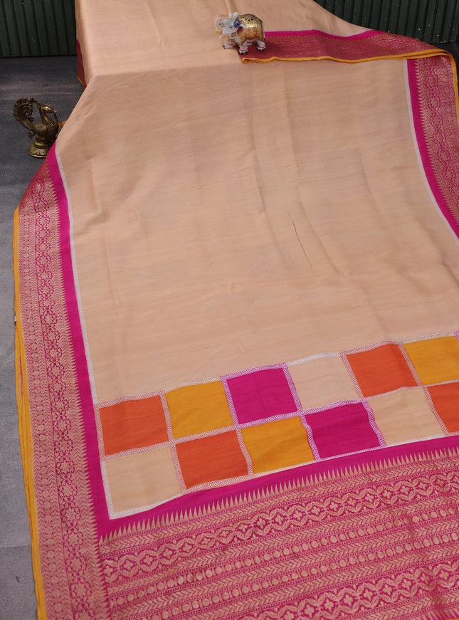 Sandal-Rani Pink Banarasi Khaddi Tussar Saree