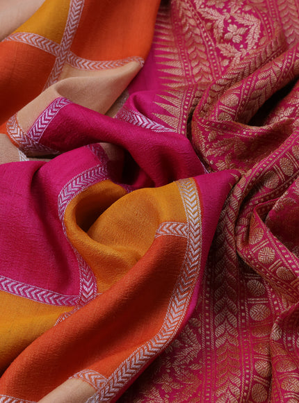 Sandal-Rani Pink Banarasi Khaddi Tussar Saree