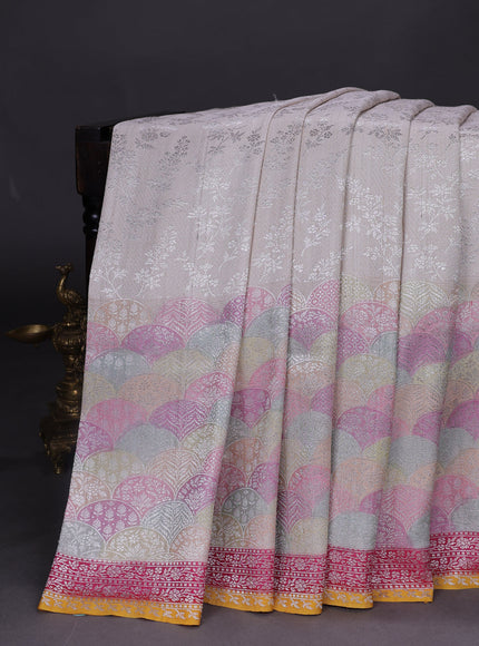 Beige-Multi Colour Banarasi Khaddi Tussar Saree